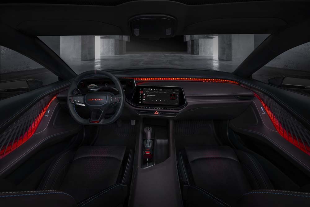 The Dodge Charger Daytona SRT Concepts interior is modern, ligh